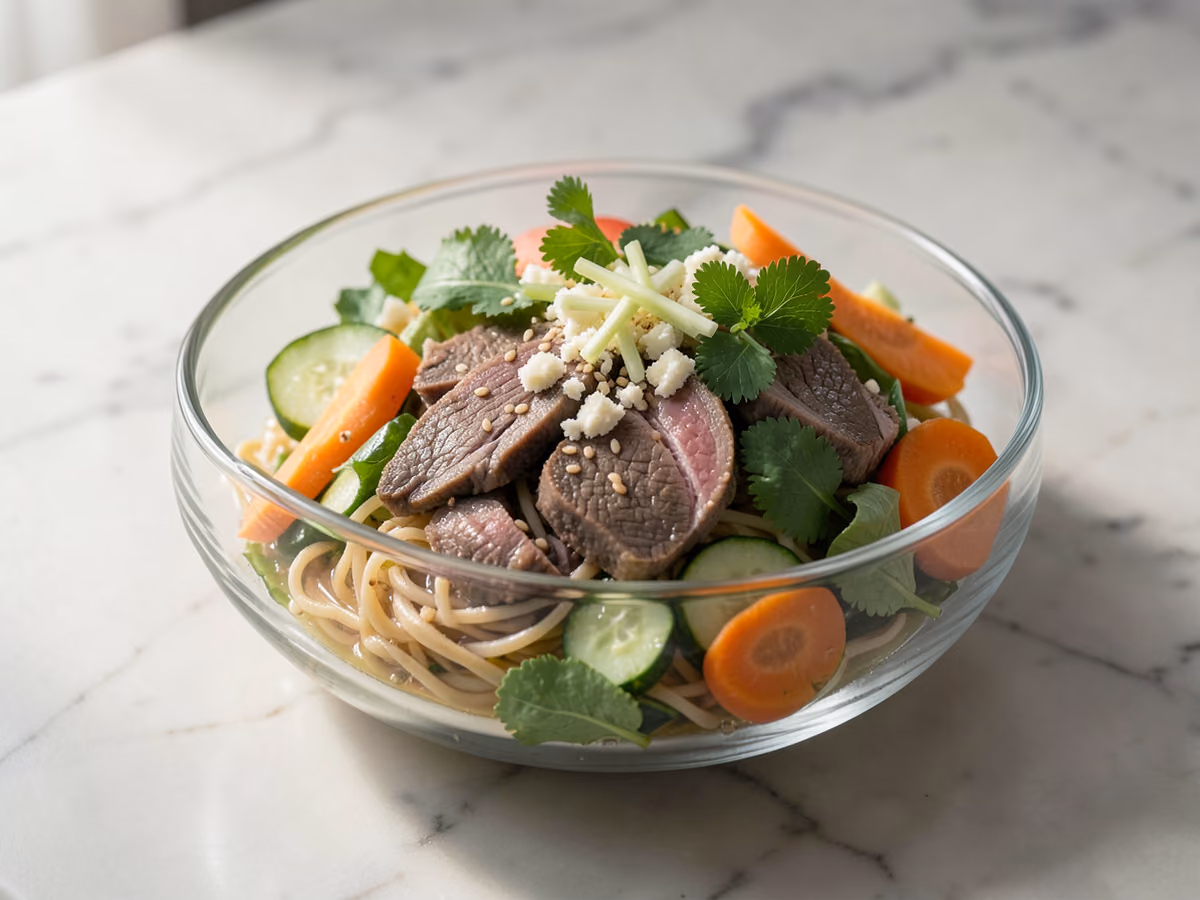 Bun Bo Nam Bo (Ensalada vietnamita de fideos con ternera)