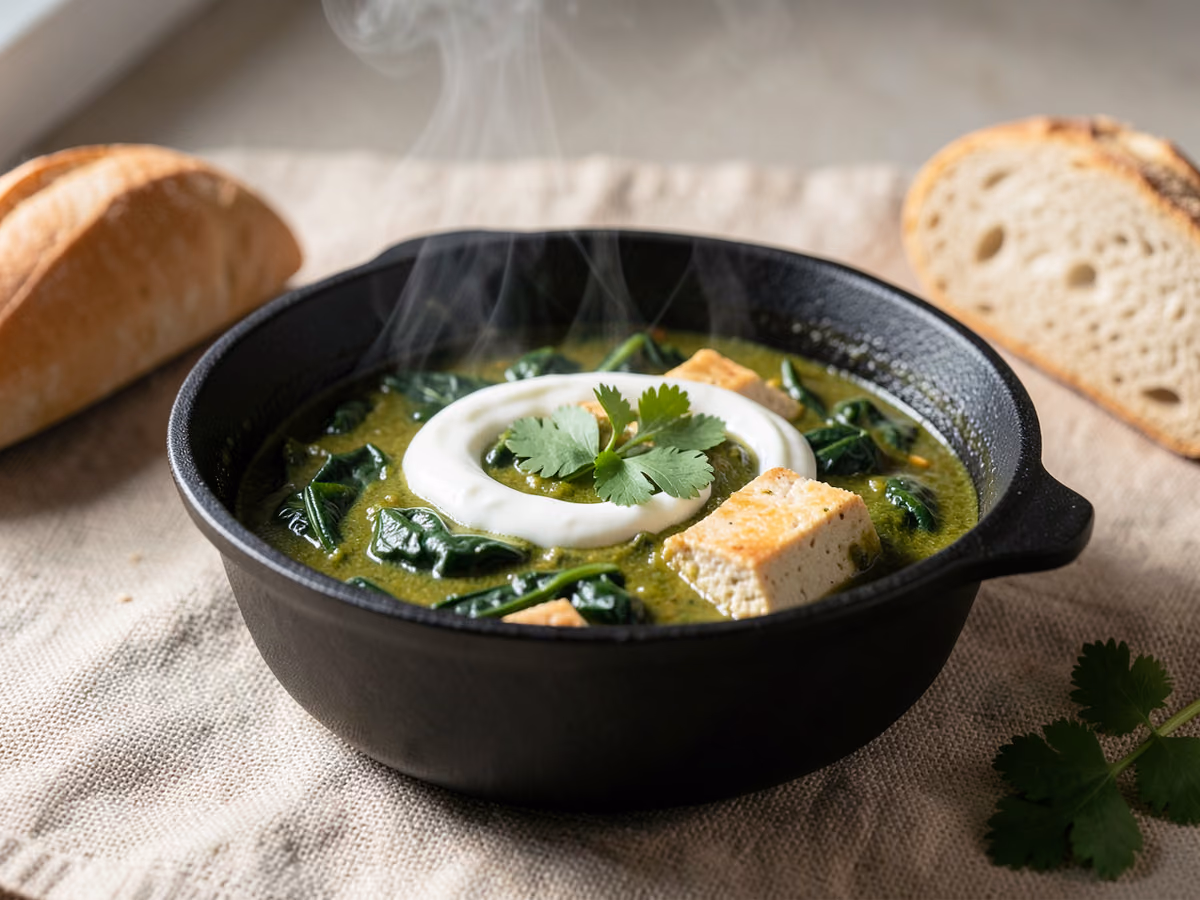 Curry de tofu con espinacas