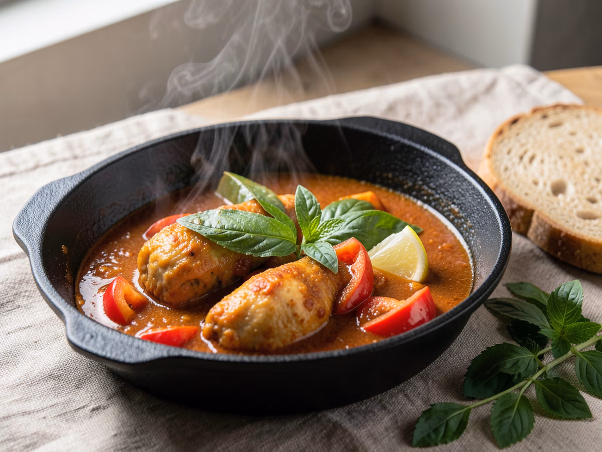 Curry rojo tailandés con pollo