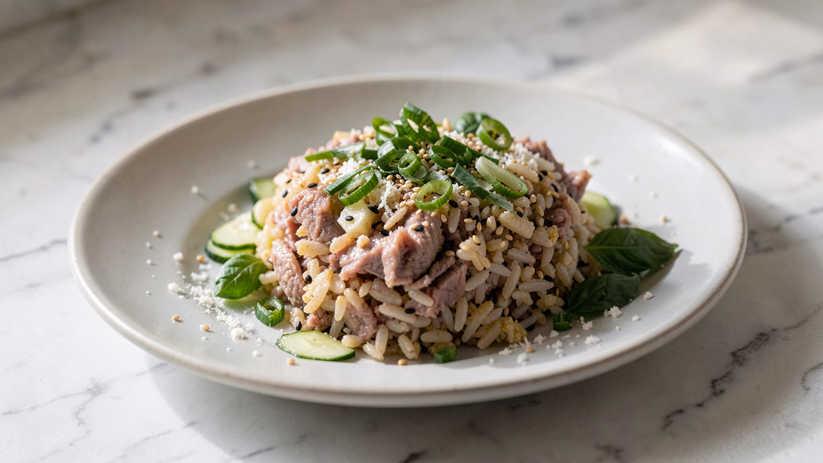 Gekochte Thunfisch-Reisschüssel