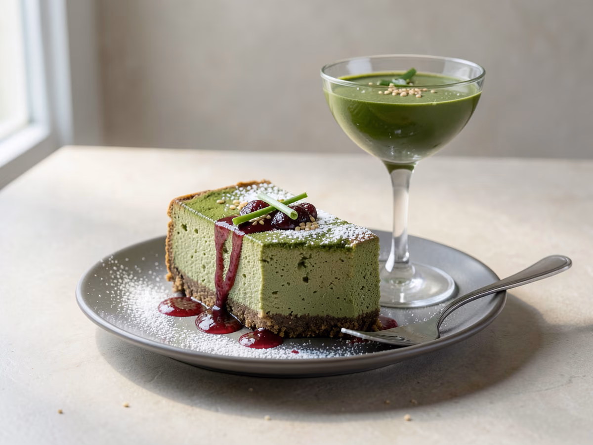 Tarta de queso de matcha