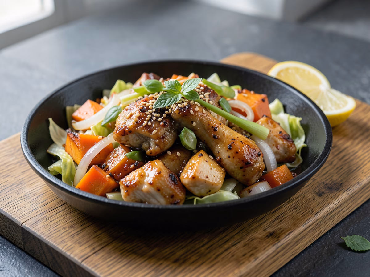 Pollo picante salteado al estilo dakgalbi