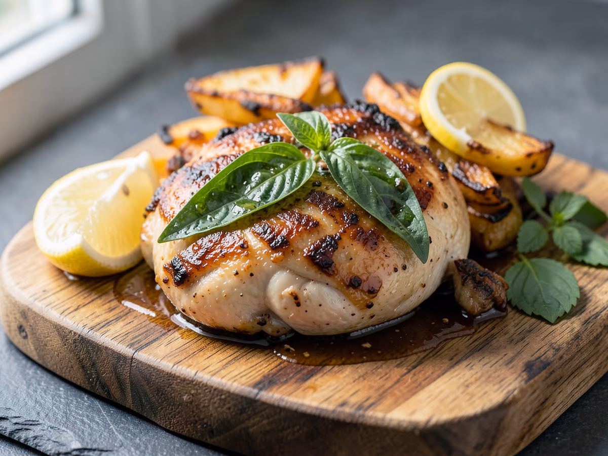 Pollo con albahaca tailandesa