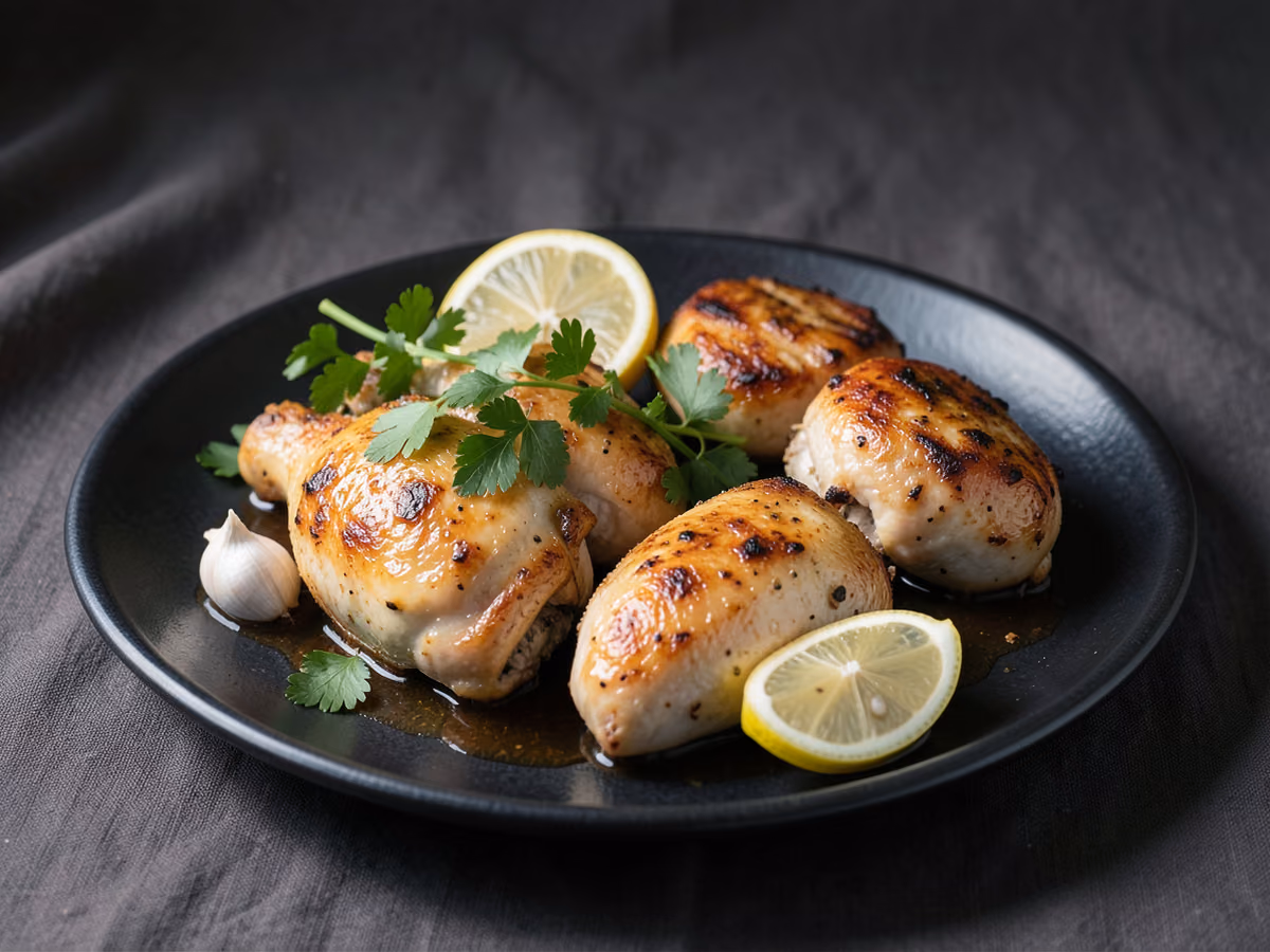 Cuisses de poulet rôties au citron et à l'ail