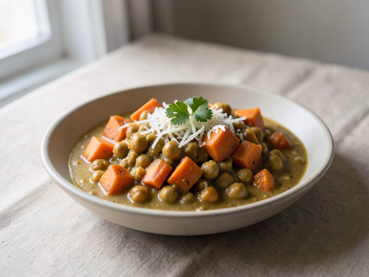 Curry de boniato, garbanzos y coco