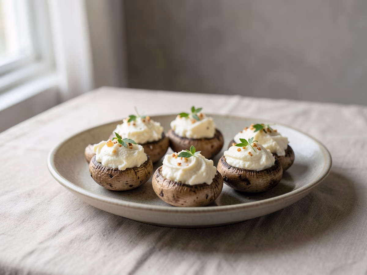 Champiñones rellenos de queso crema