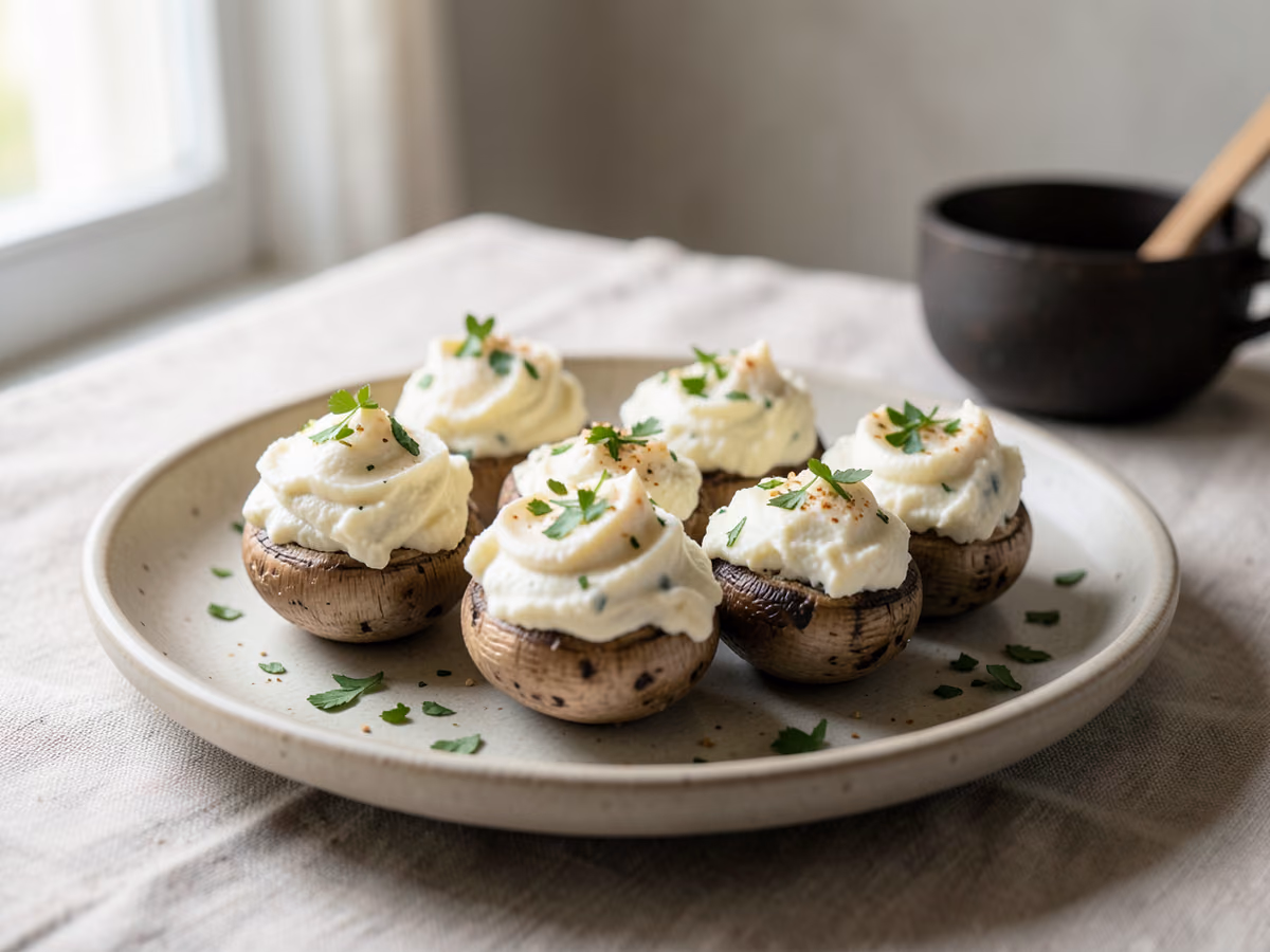 Champiñones rellenos de queso crema