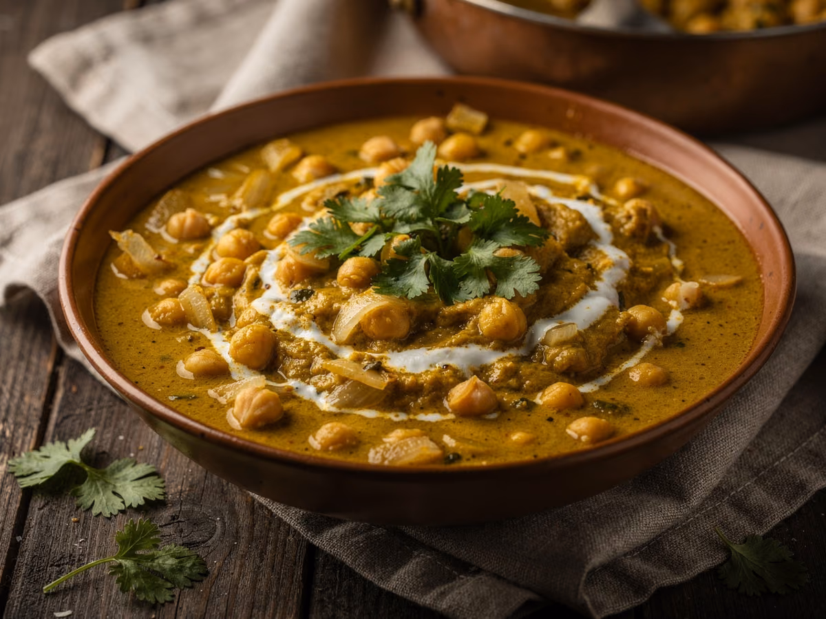 Curry de garbanzos con leche de coco