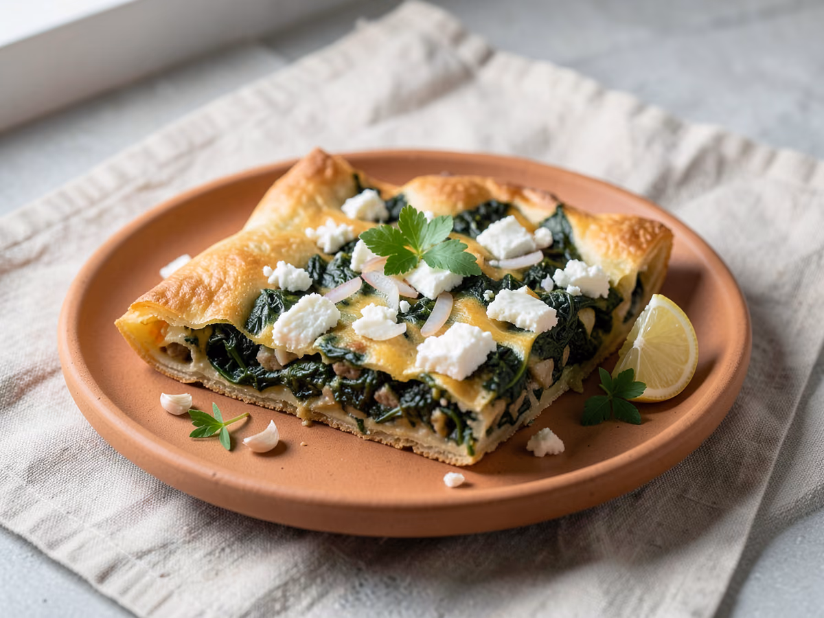 Pastel de espinacas spanakopita