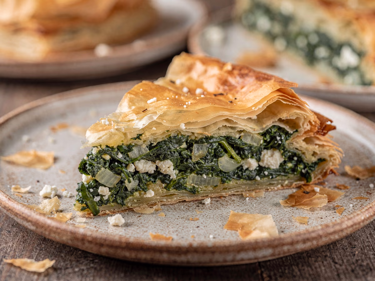 Pastel de espinacas spanakopita