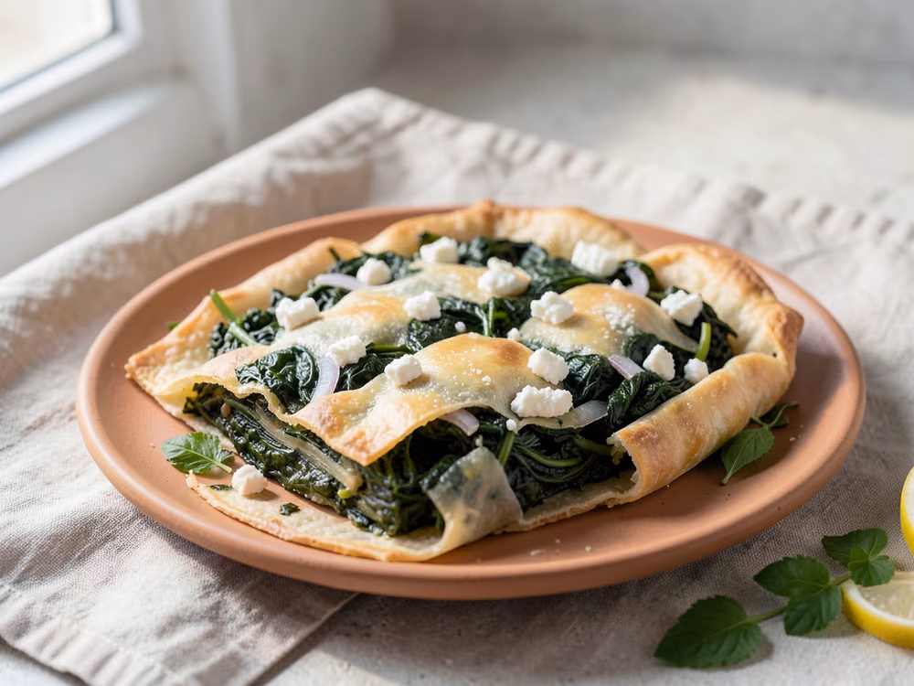 Pastel de espinacas spanakopita