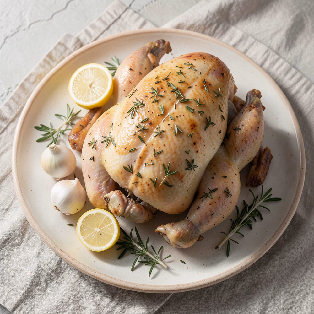 Pollo asado con hierbas y limón