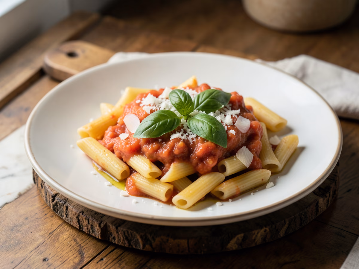 Penne en salsa cremosa de tomate