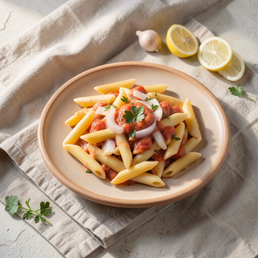 Penne en salsa cremosa de tomate