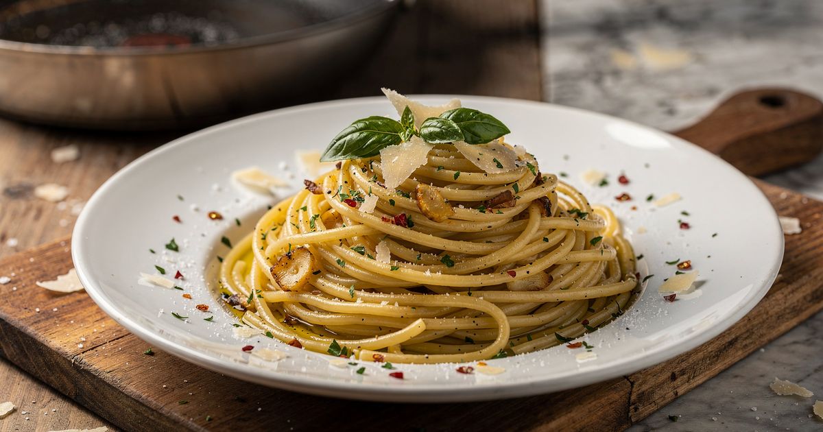 Espaguetis al ajo y aceite