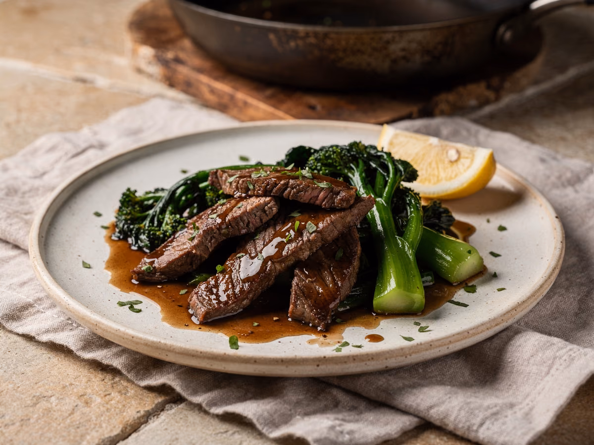 Carne de res con brócoli chino