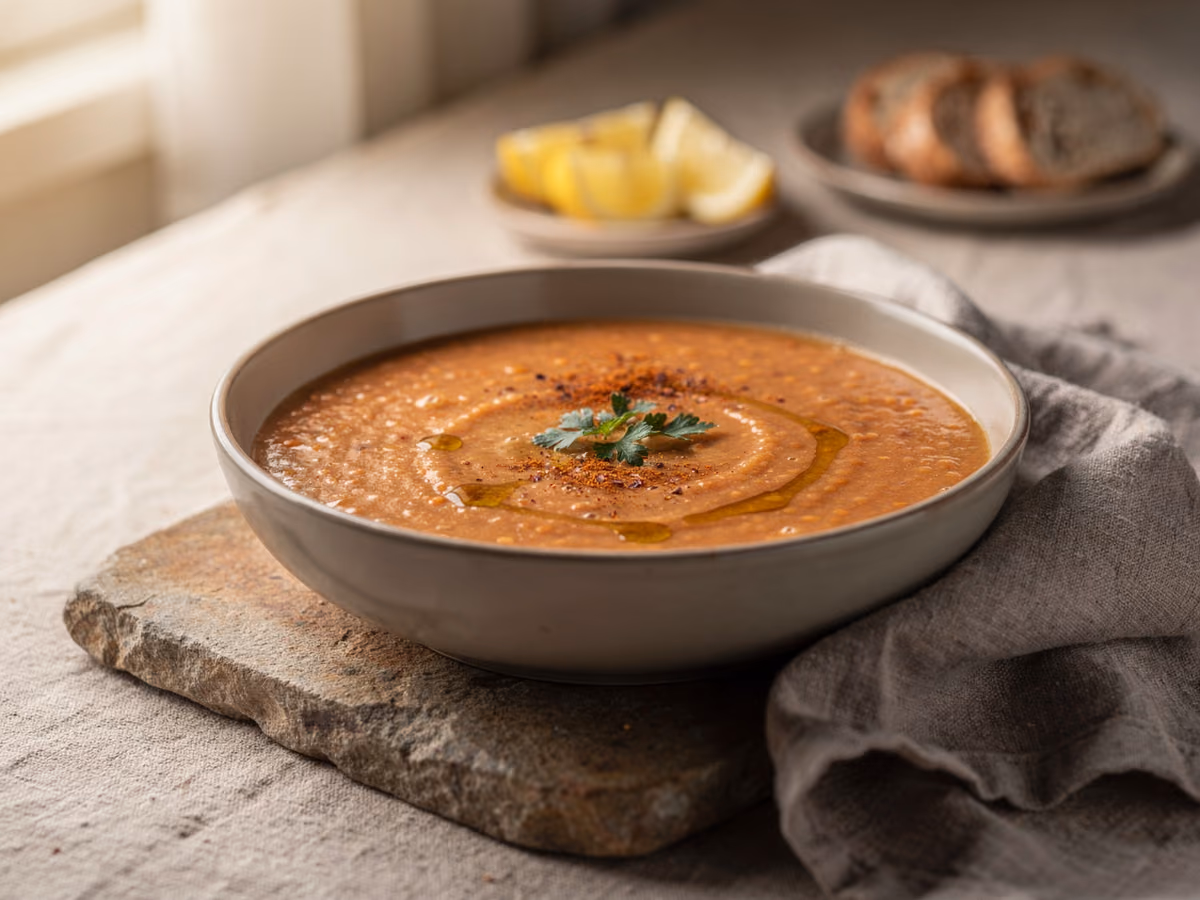 Sopa turca de lentejas rojas (Mercimek Çorbası)