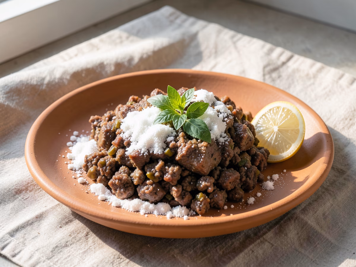 Lahmacun (pan plano turco con carne especiada)