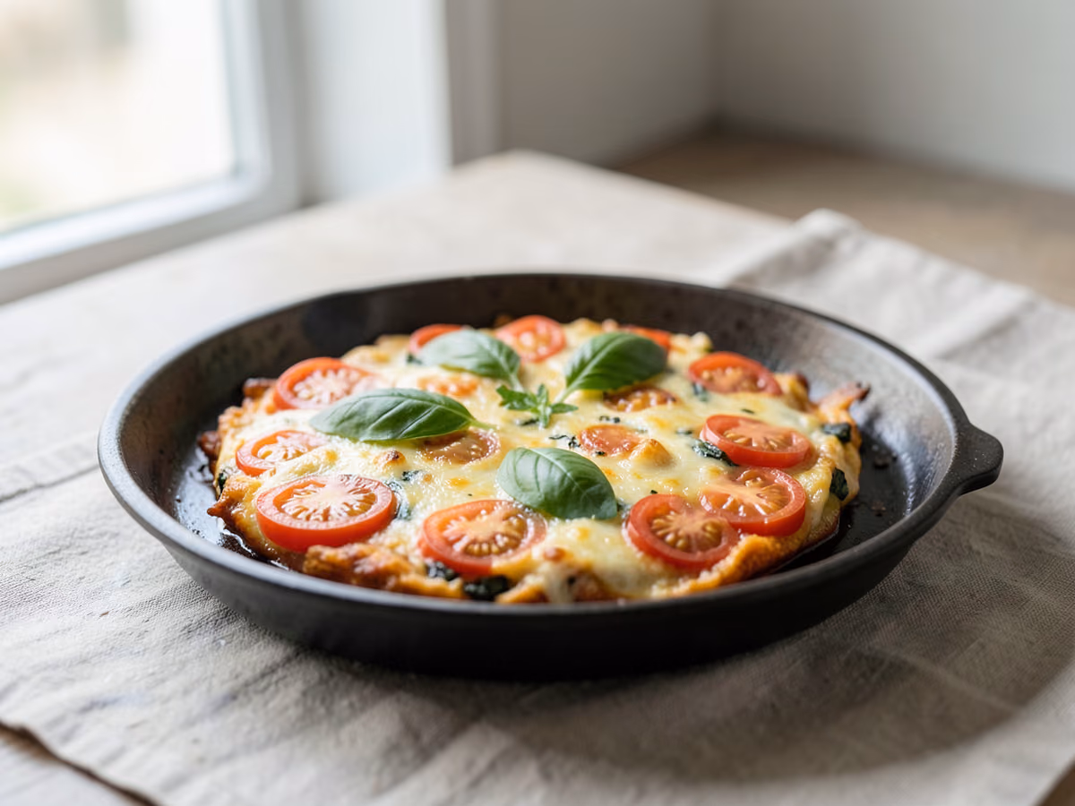 Tortilla de tomate y albahaca