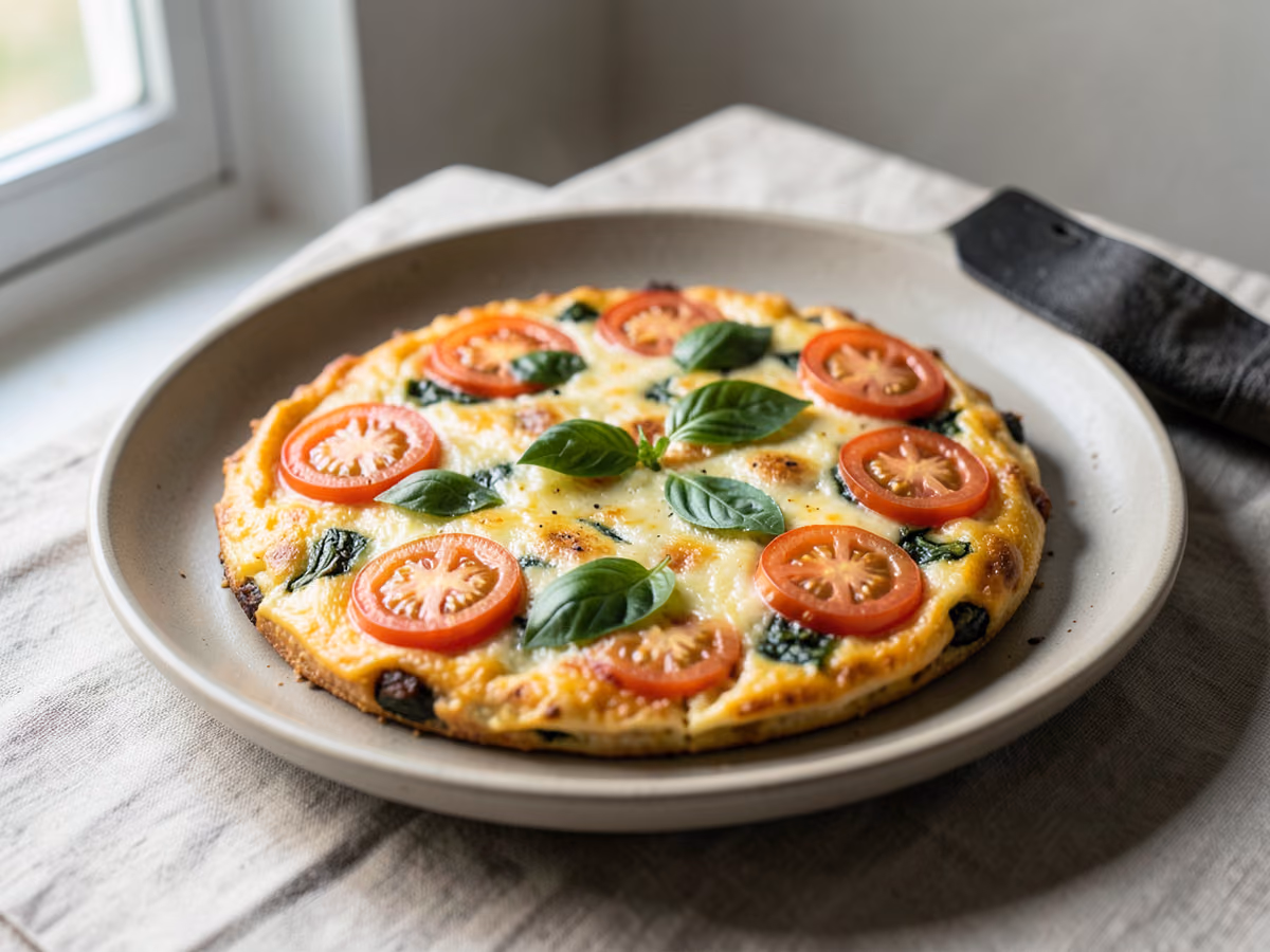 Tortilla de tomate y albahaca
