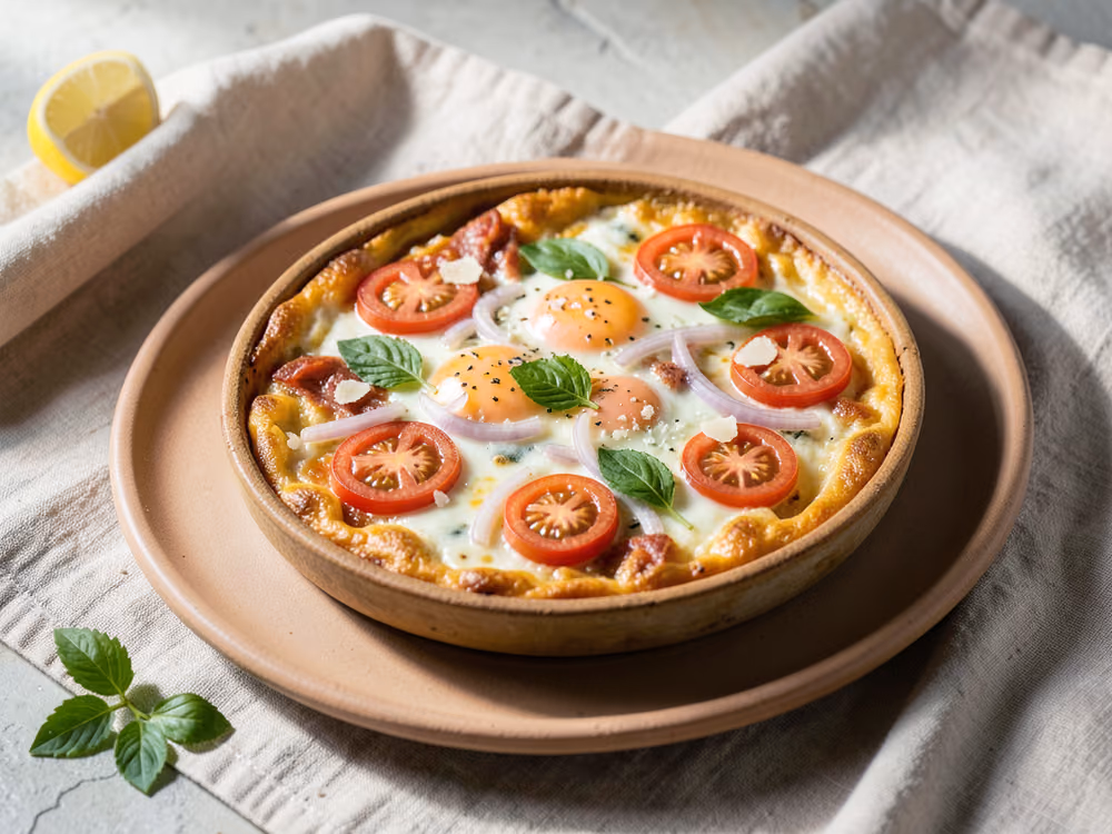 Tortilla de tomate y albahaca