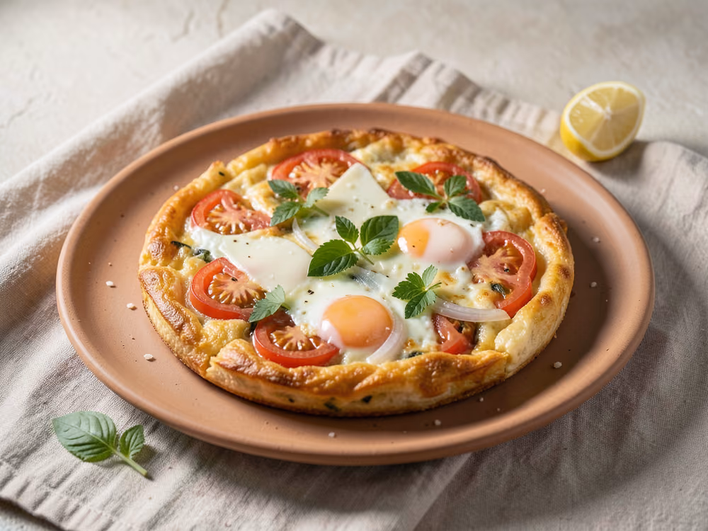Tortilla de tomate y albahaca