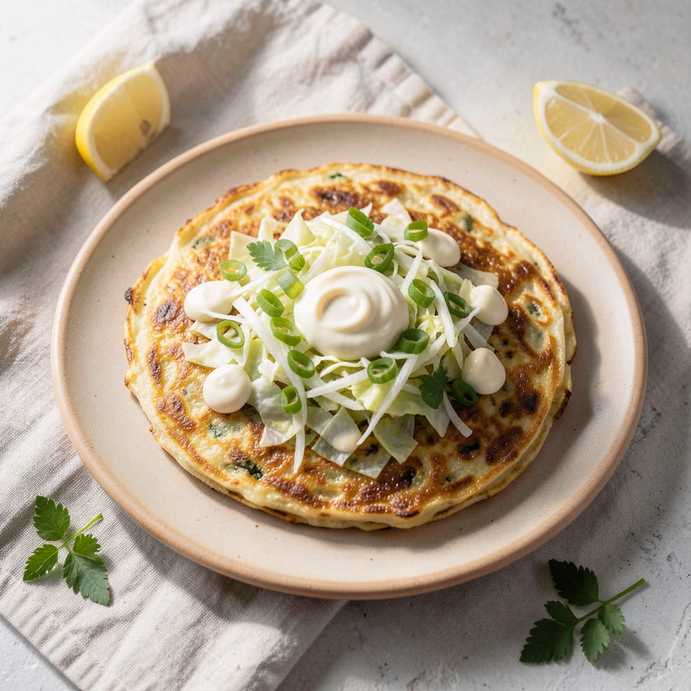 Okonomiyaki, tortita salada