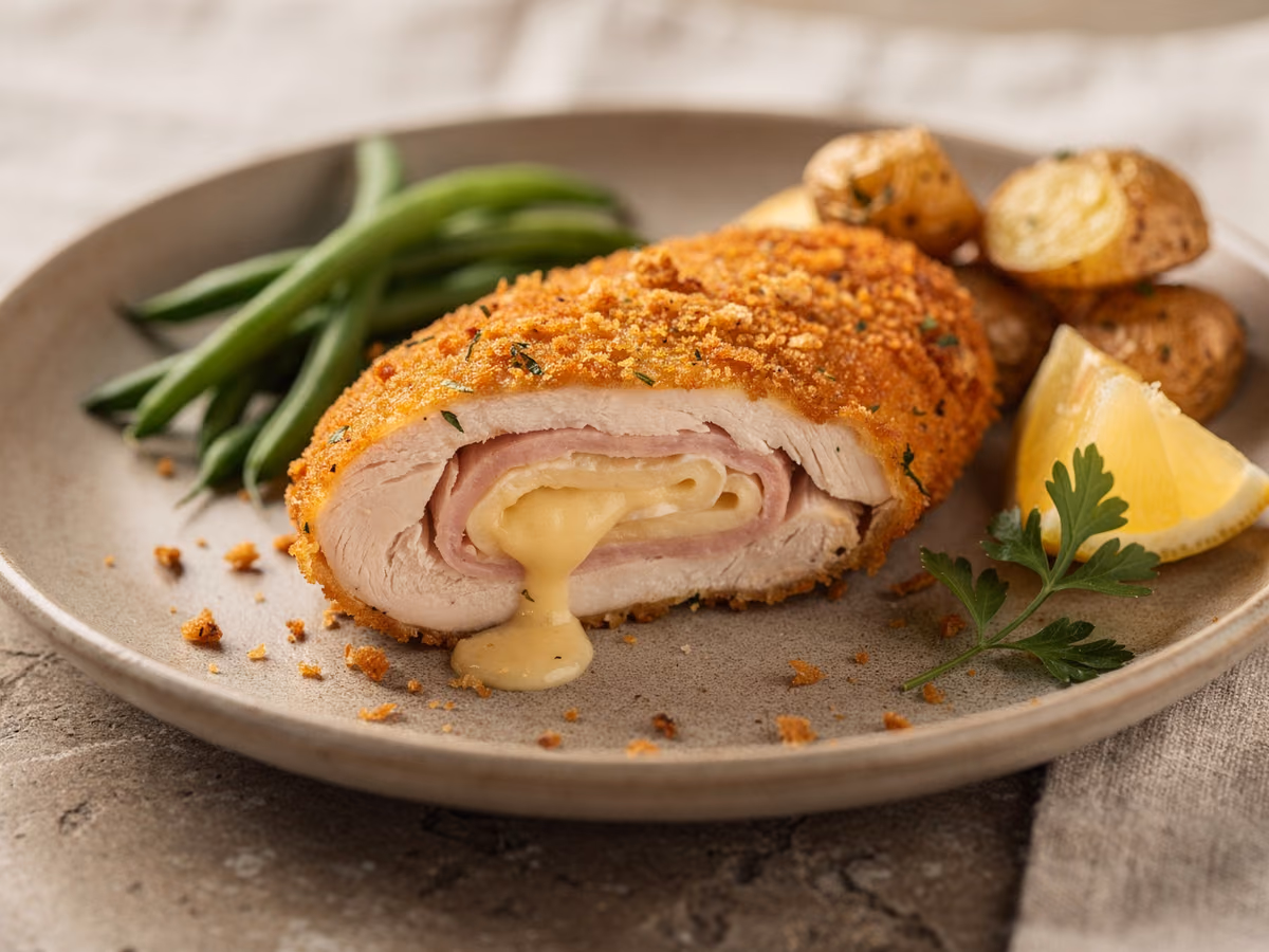Pechuga de pollo rellena estilo Cordon Bleu
