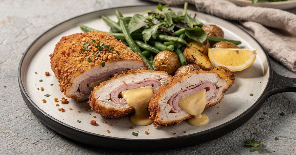 Pechuga de pollo rellena estilo Cordon Bleu