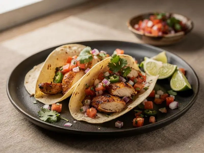 Tacos de Pollo con Salsa Fresca