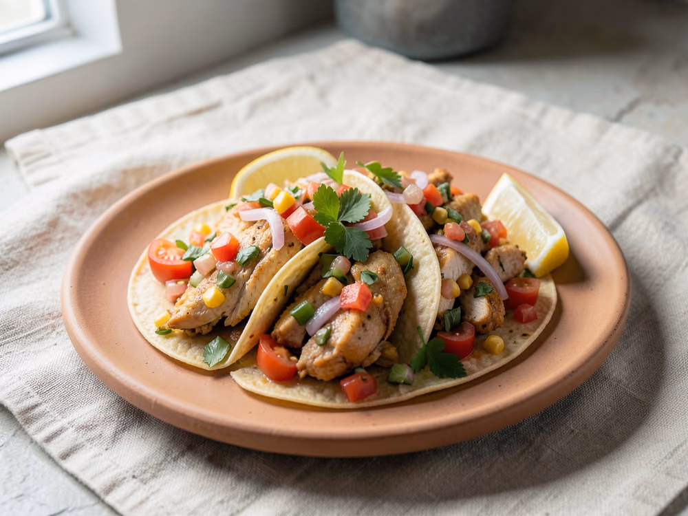 Tacos de Pollo con Salsa Fresca