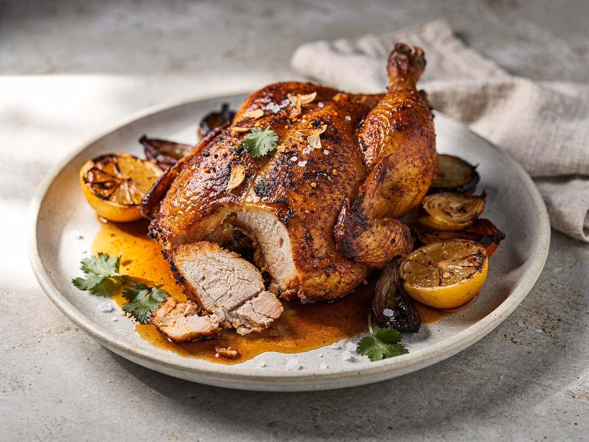 Pollo asado con harissa