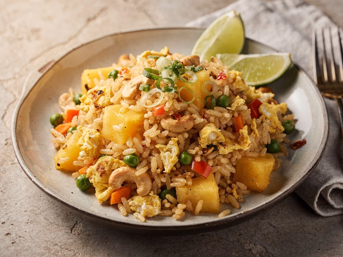 Arroz frito con piña