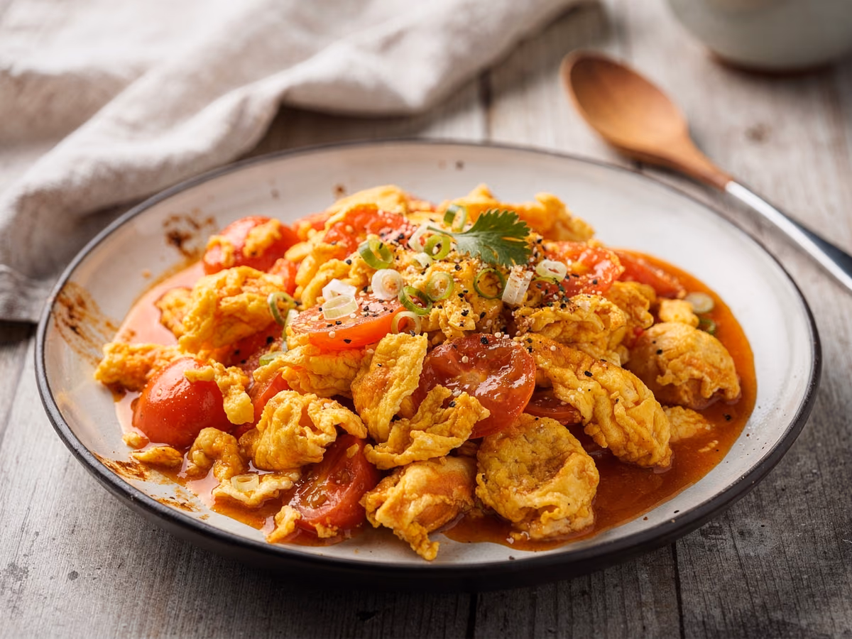 Revuelto chino de tomate y huevo