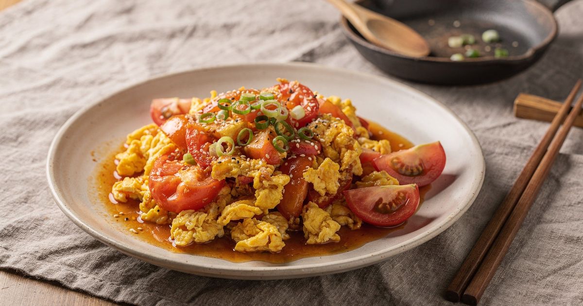 Revuelto chino de tomate y huevo