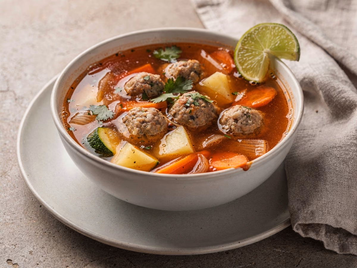 Sopa de albóndigas (sopa mexicana de albóndigas)