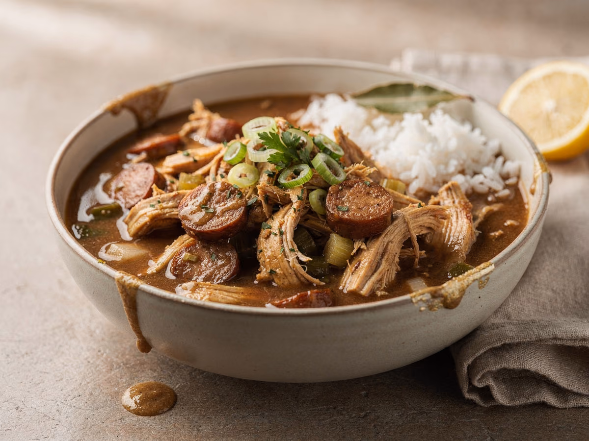Gumbo de pollo y salchicha