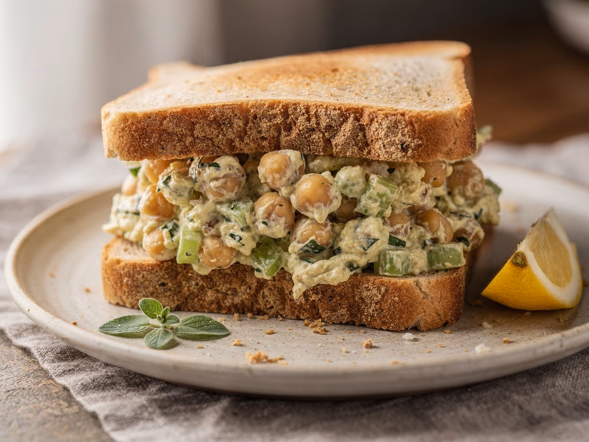 Sándwich de ensalada de garbanzos