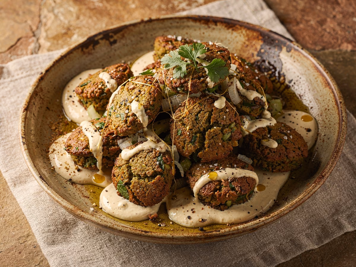 Falafel crujiente con salsa de tahini