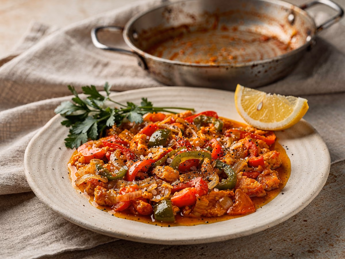 Menemen turco de huevos