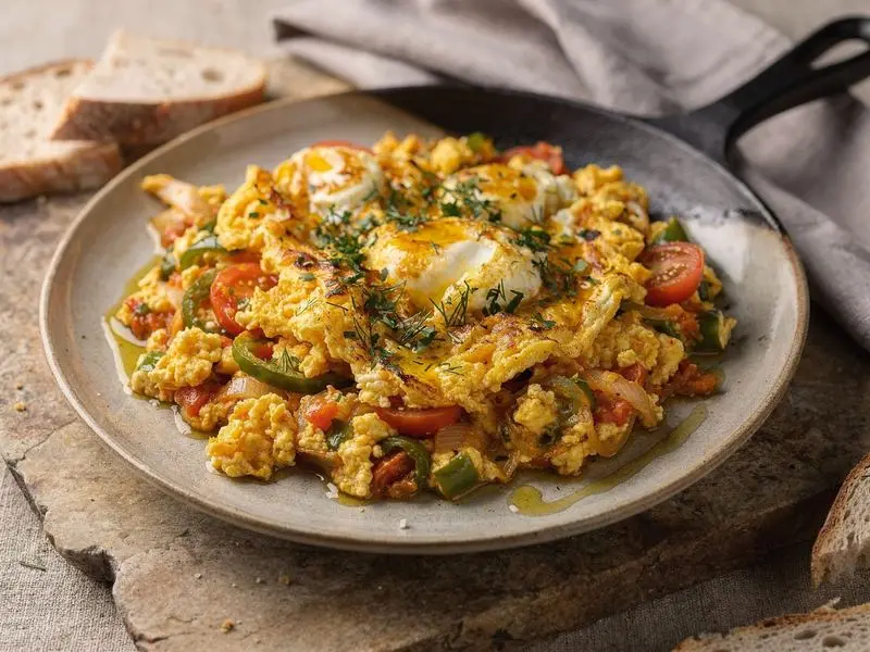 Menemen turco de huevos