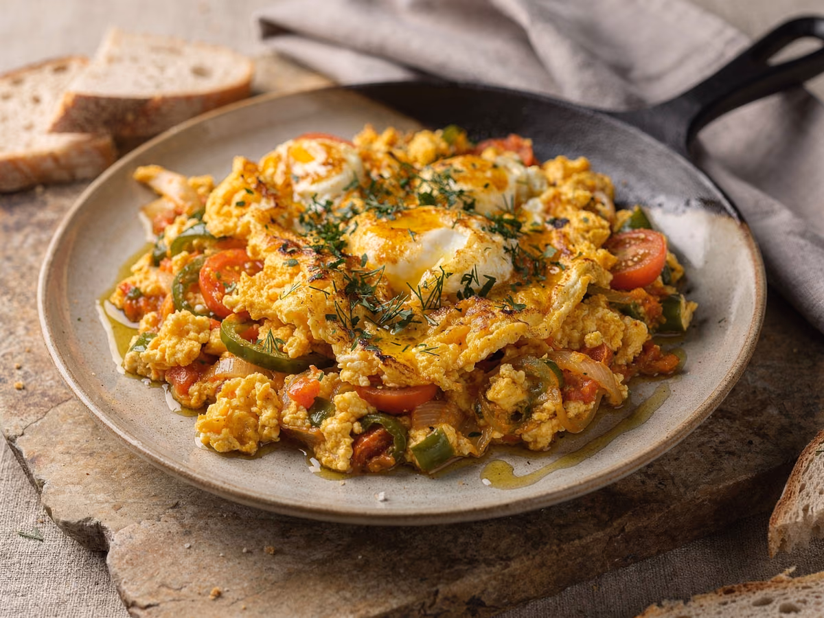 Menemen turco de huevos