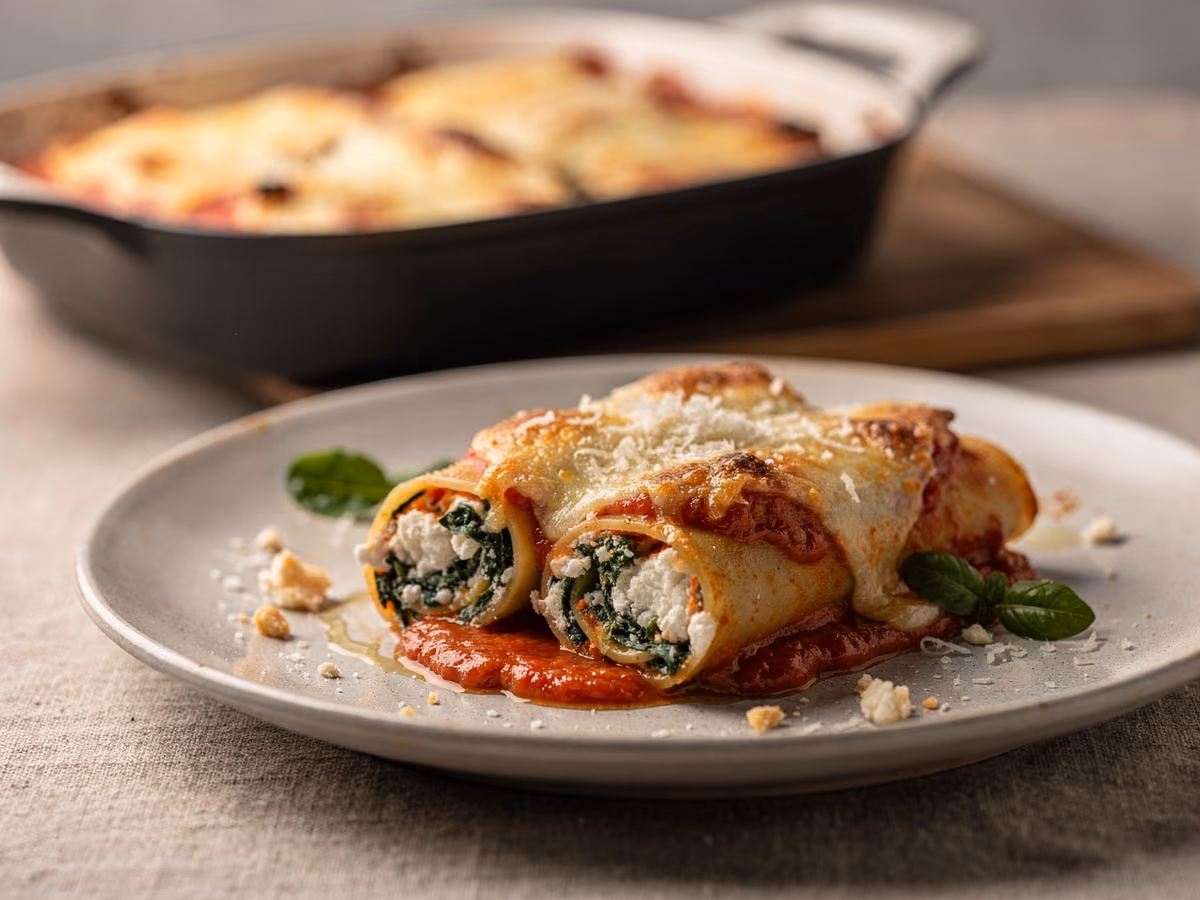 Canelones de espinaca y ricota