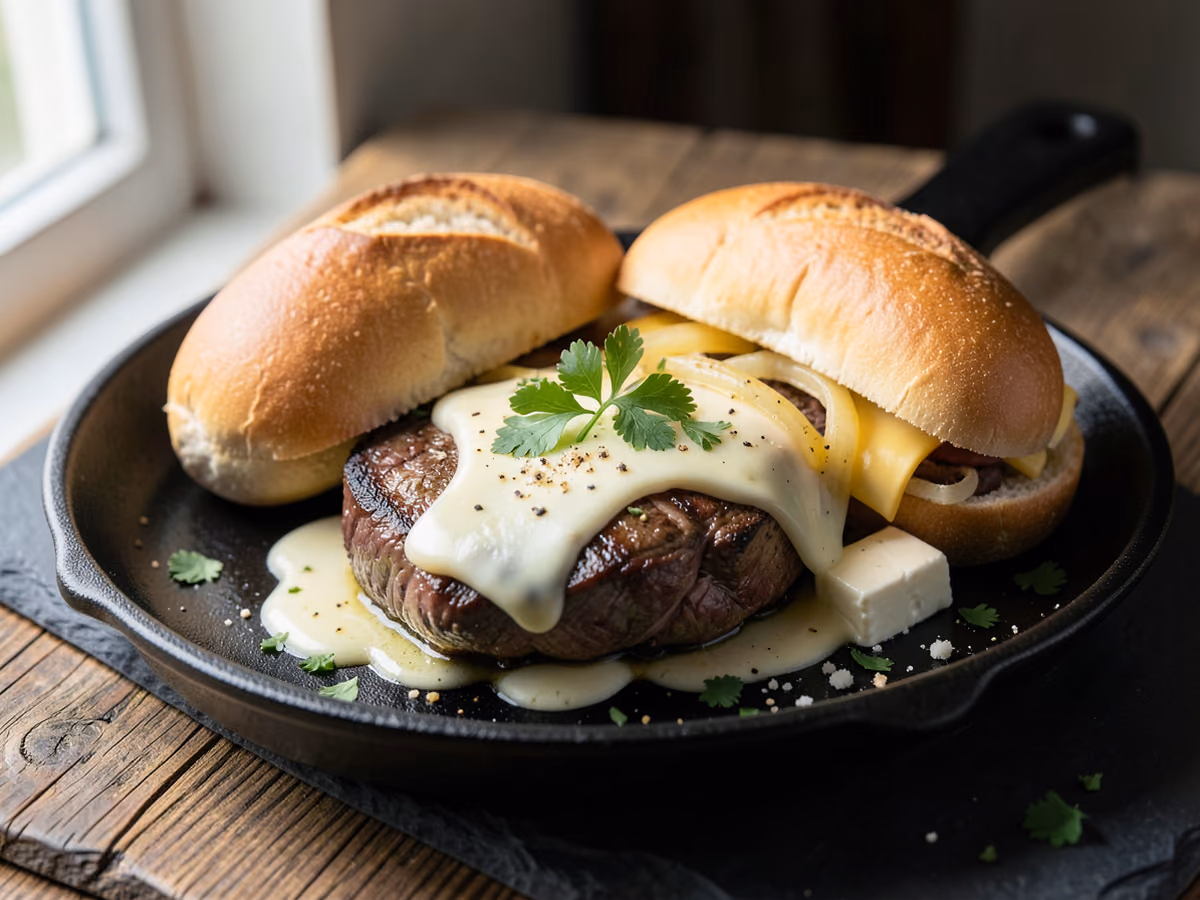 Sándwich de queso y carne estilo Filadelfia