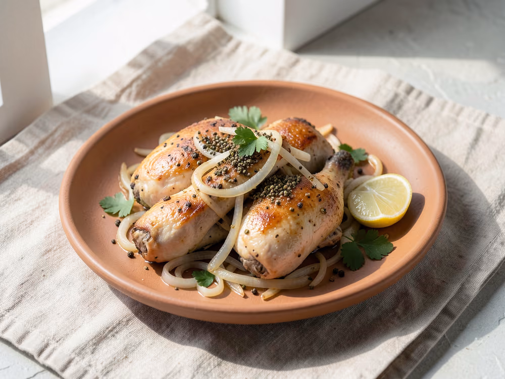 Musakhan de pollo con cebollas al zumaque