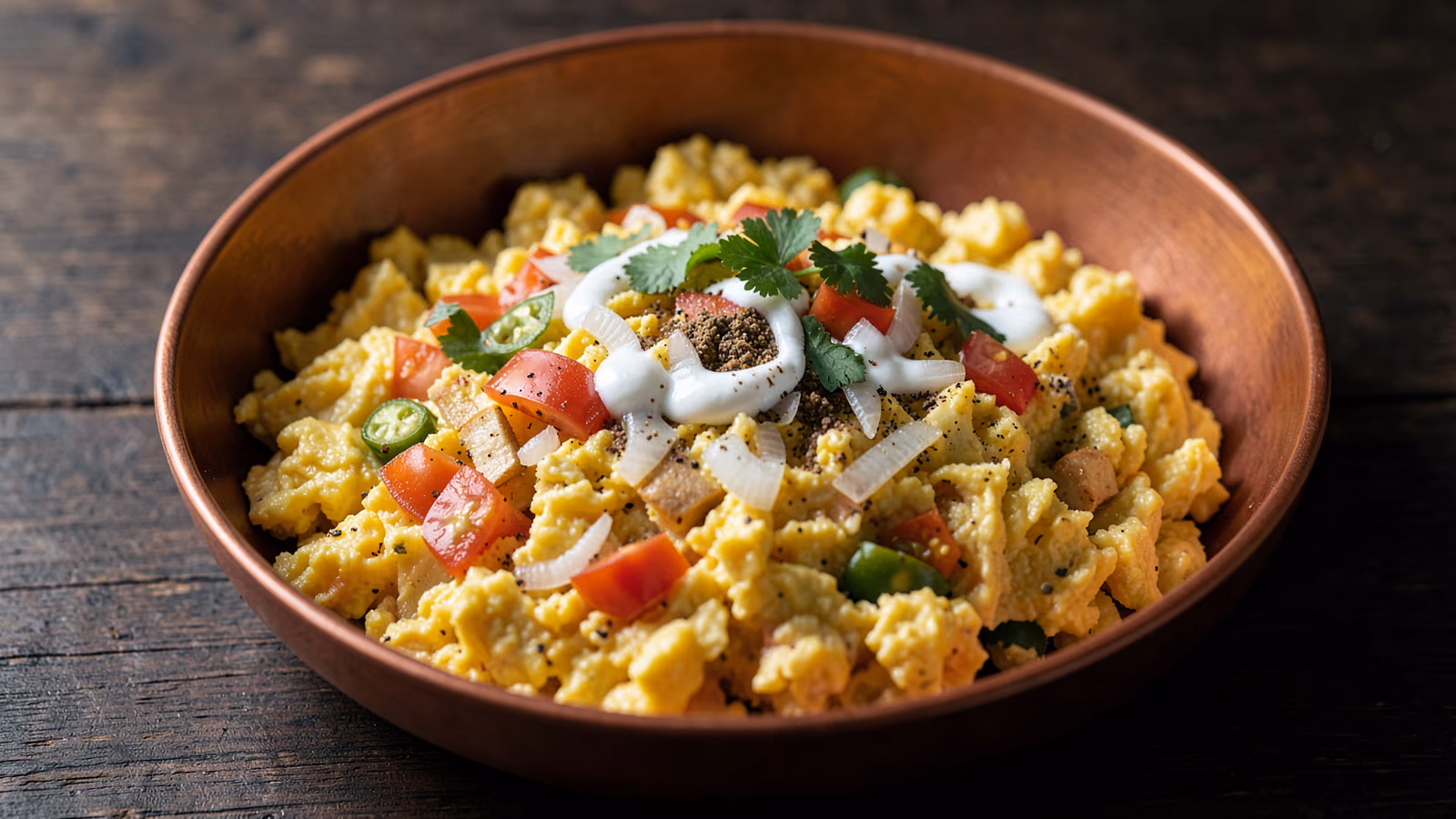 Huevos revueltos especiados akoori