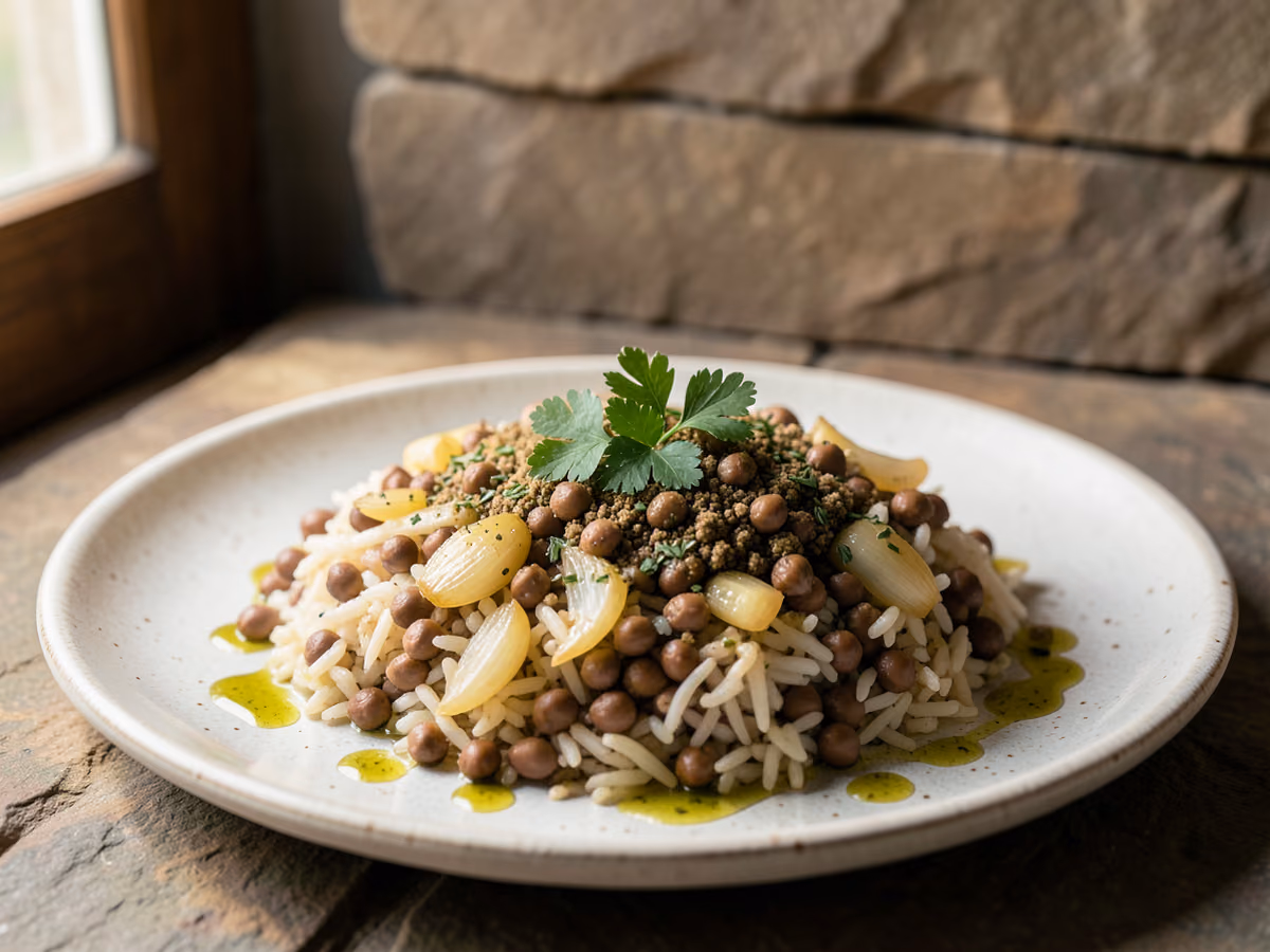Mujadara de lentejas y arroz