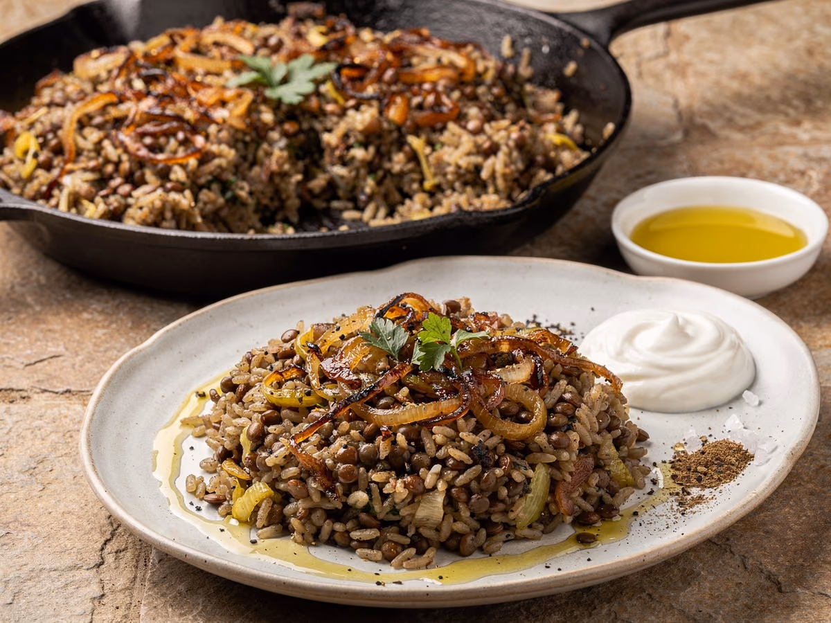 Mujadara de lentejas y arroz
