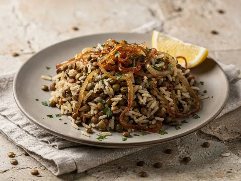 Mujadara de lentejas y arroz