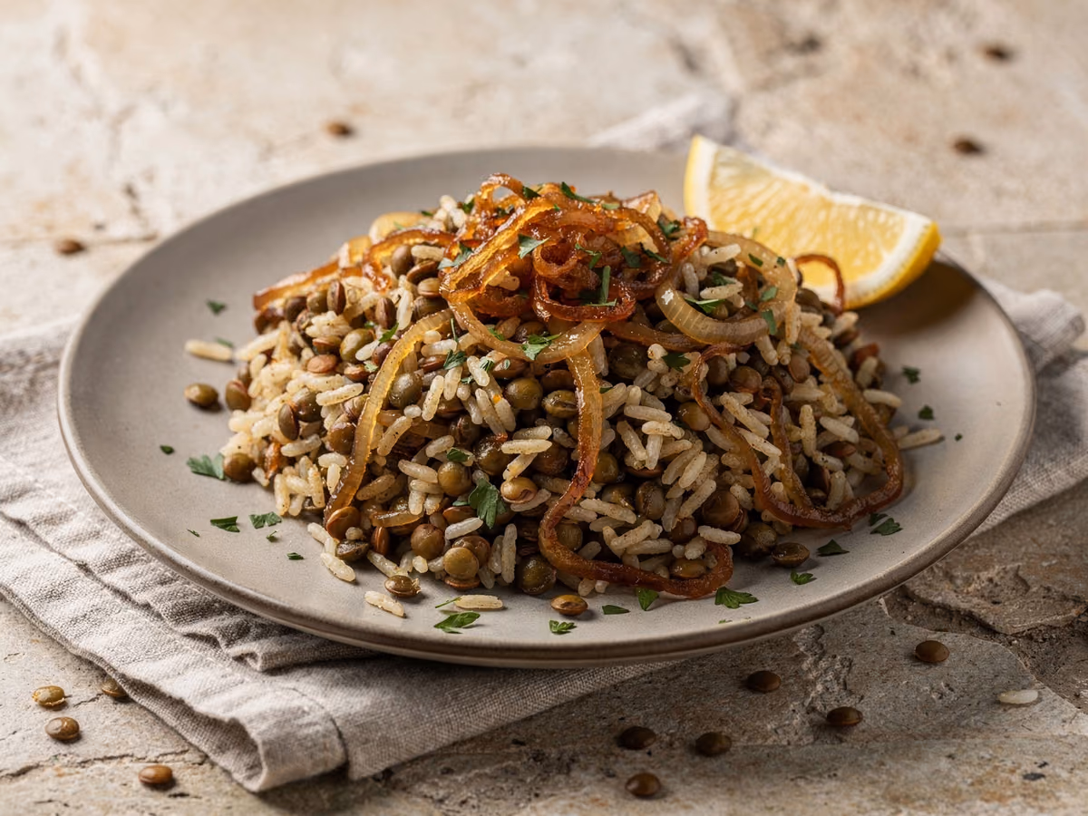 Mujadara de lentejas y arroz